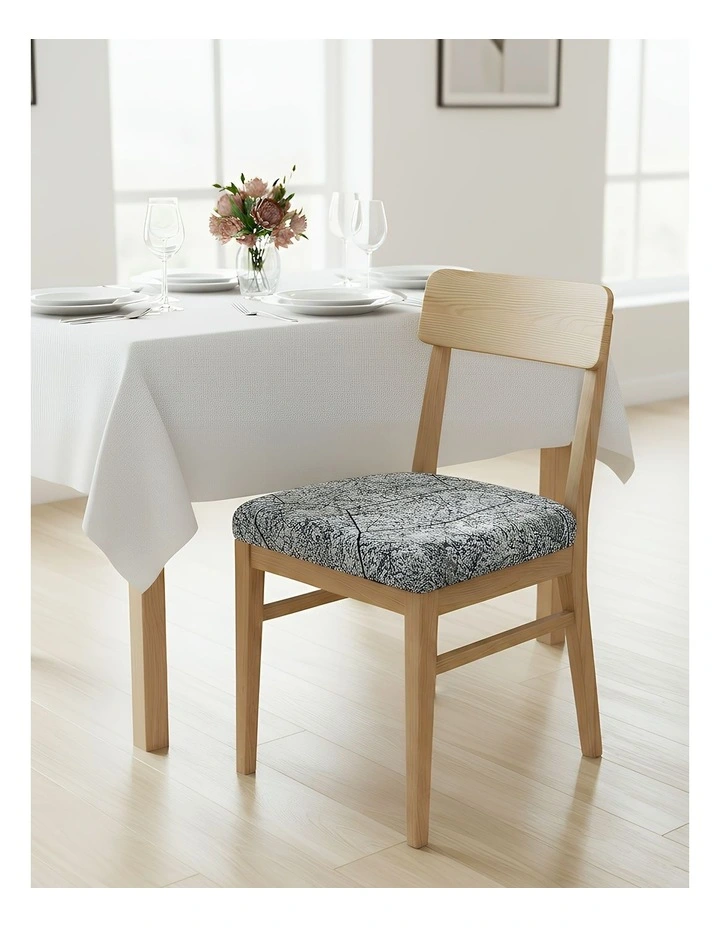 Crack Stone Print Stretch Chair Cover in Dark Gray image 2