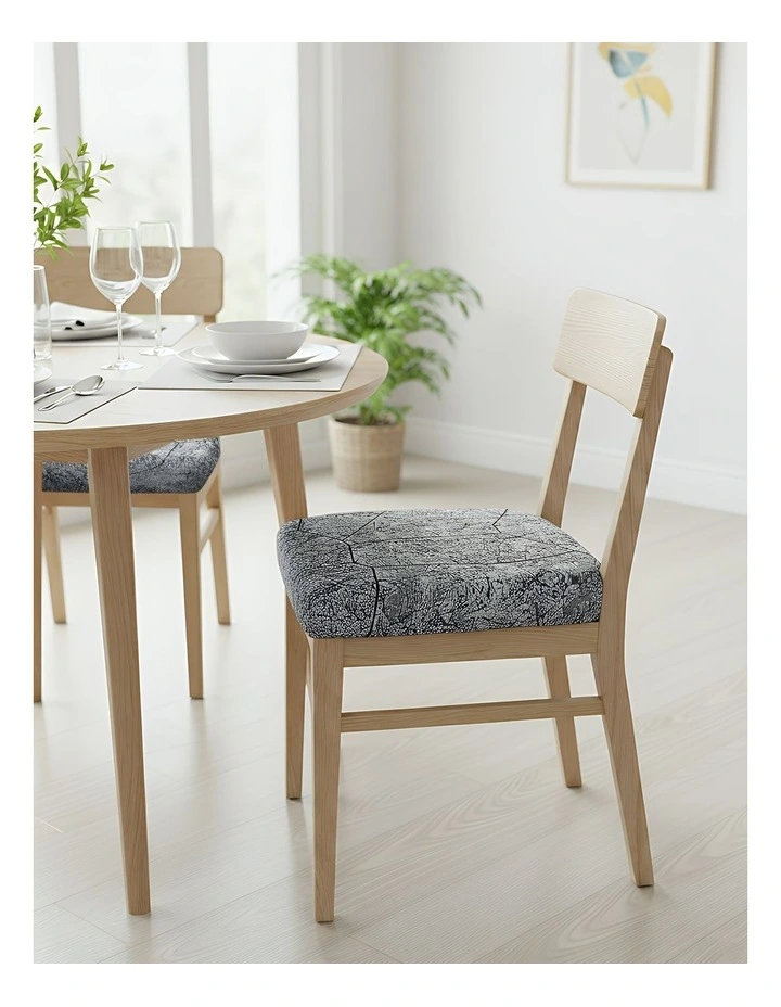 Crack Stone Print Stretch Chair Cover in Dark Gray image 3