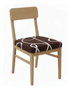 Wave Lines Print Chair Cover in Dark Brown
