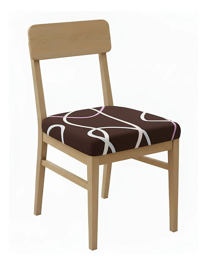 Wave Lines Print Chair Cover in Dark Brown image 1