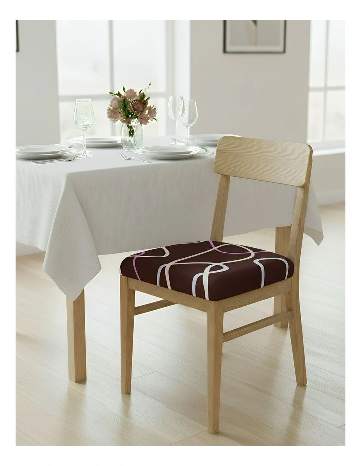 Wave Lines Print Chair Cover in Dark Brown image 2