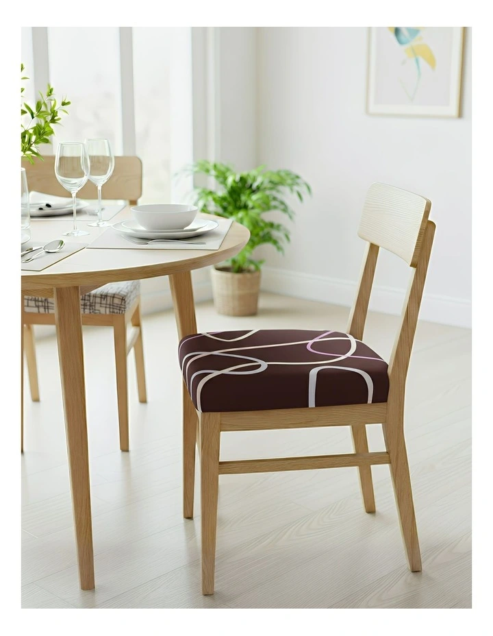 Wave Lines Print Chair Cover in Dark Brown image 3