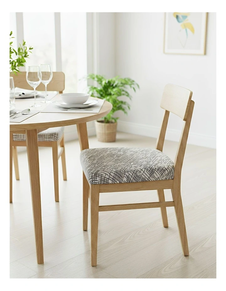 Random Lines Print Stretch Chair Cover in Grey image 3