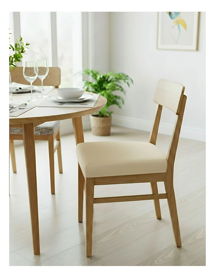 Plain No Print Stretch Chair Cover in Beige image 3