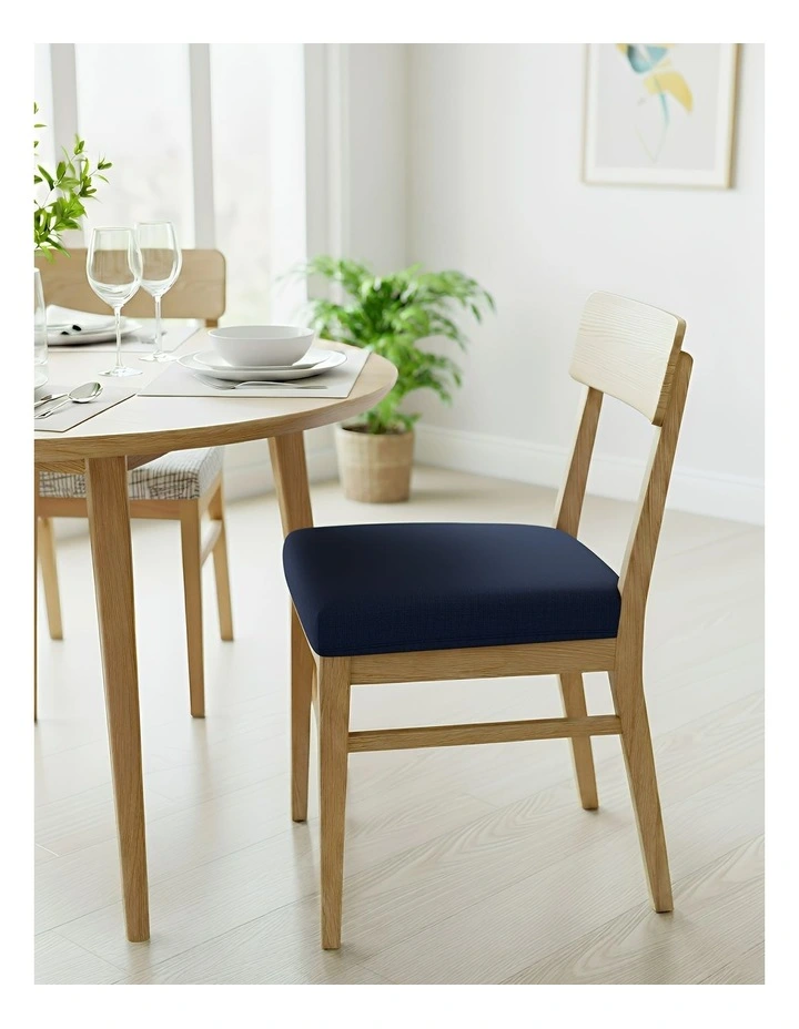 Plain No Print Stretch Chair Cover in Navy Blue image 3