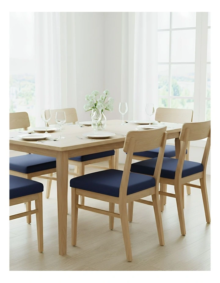 Plain No Print Stretch Chair Cover in Navy Blue image 4