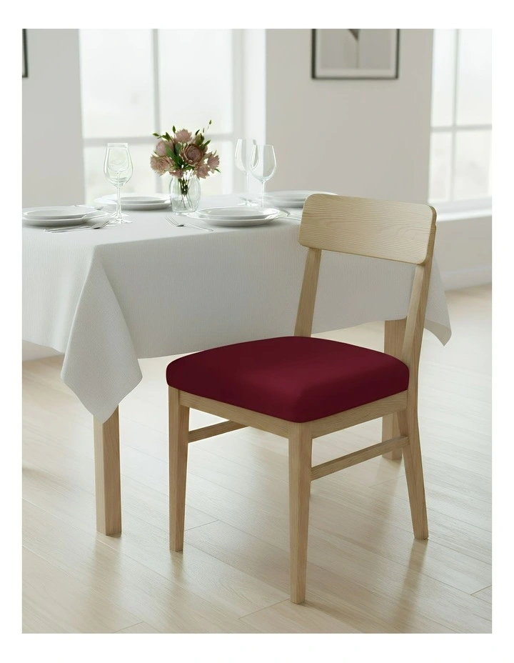 Plain No Print Stretch Chair Cover in Maroon Red image 2
