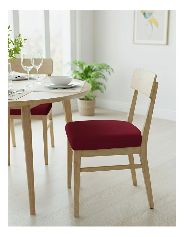 Plain No Print Stretch Chair Cover in Maroon Red image 3