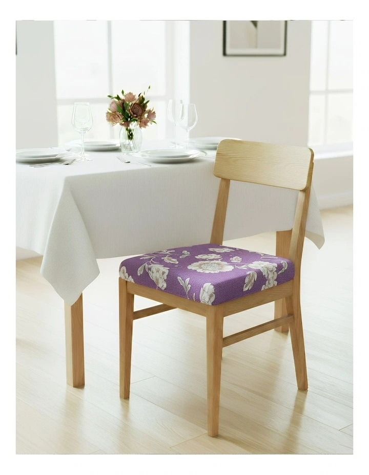 Pattern Print Stretch Chair Cover in Purple image 2