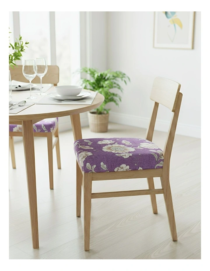 Pattern Print Stretch Chair Cover in Purple image 3