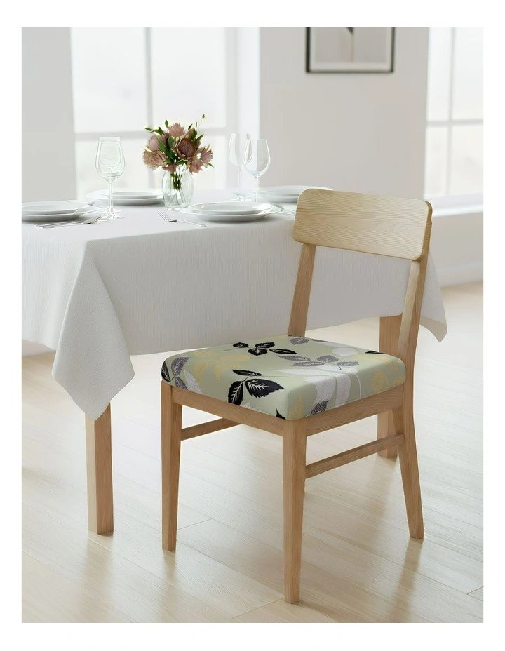 Leaf Print Stretch Chair Cover in Green image 2