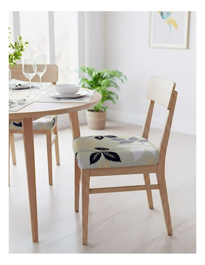 Leaf Print Stretch Chair Cover in Green image 3