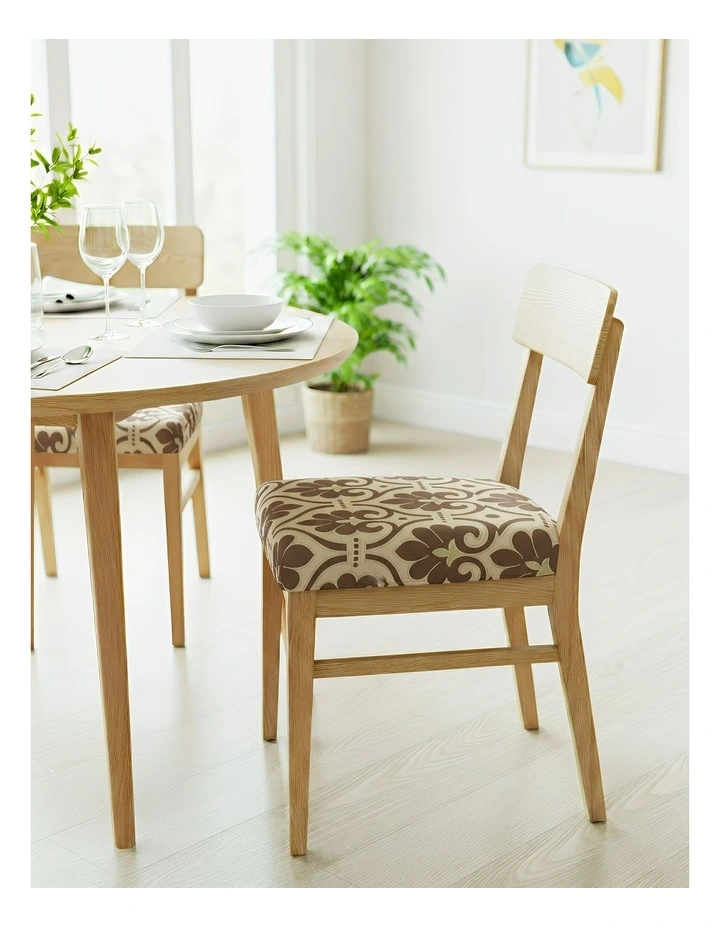 Print Stretch Chair Cover in Brown image 3