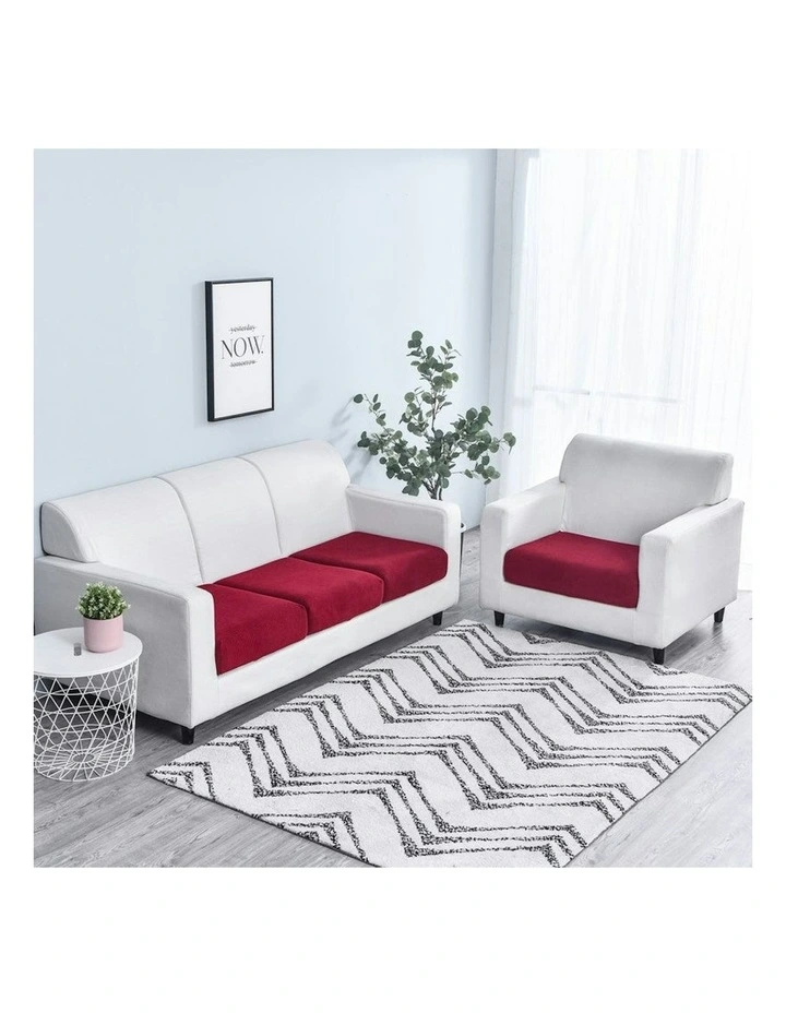 Anyseat Sofa Cover Wine Red Polyester Thick Stretchable Cushion For Living Room 1Pc Enlarge Size 160-185cmx60-90cm image 2