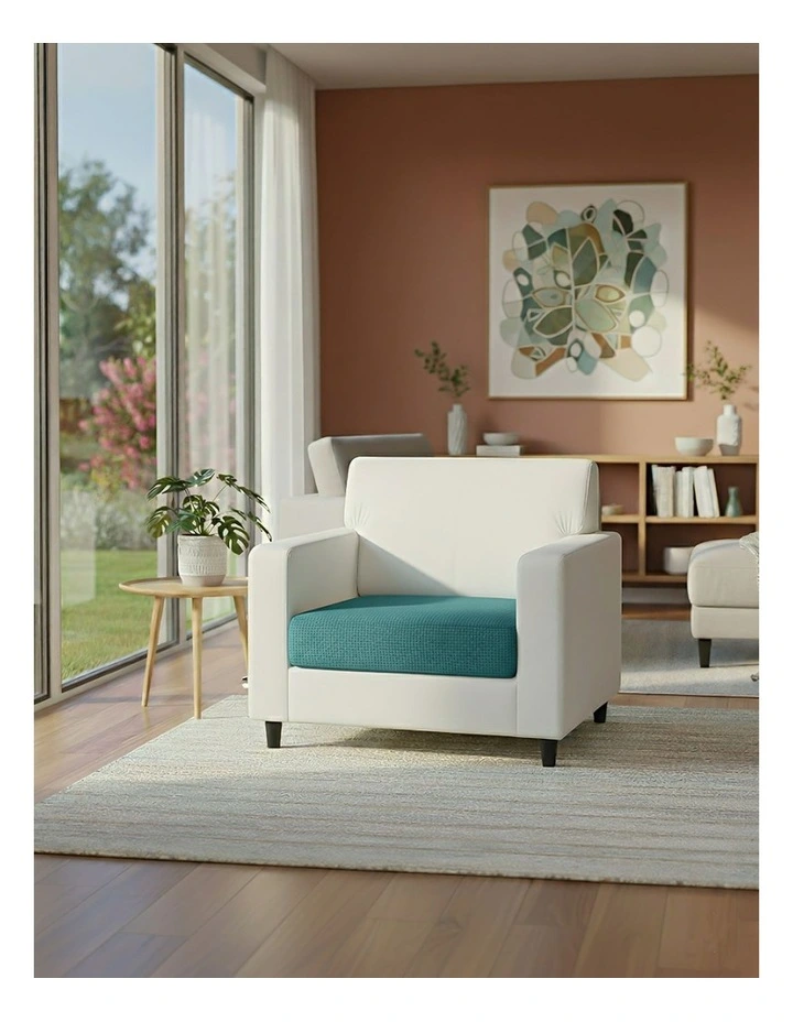 Polyester Thick Stretchable Enlarge Size Sofa Cover 90-130cm in Teal Blue image 2