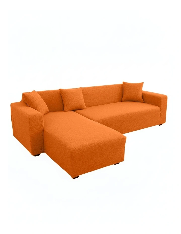 4 Seater Sofa Cover in Plain Orange image 1