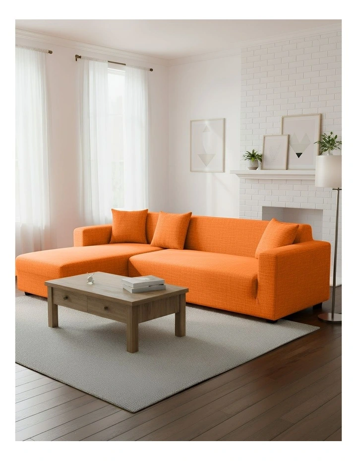 4 Seater Sofa Cover in Plain Orange image 2