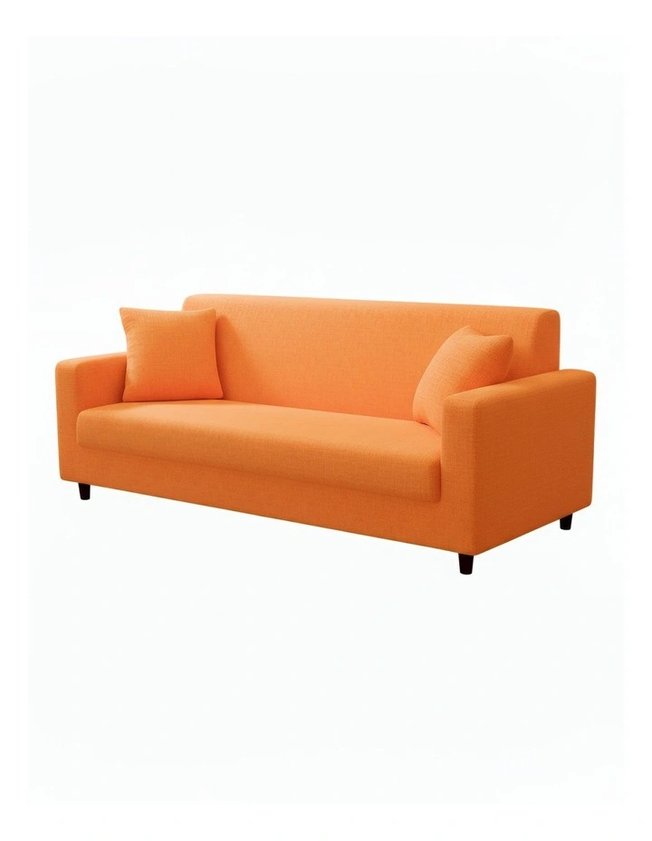 4 Seater Sofa Cover in Plain Orange image 1
