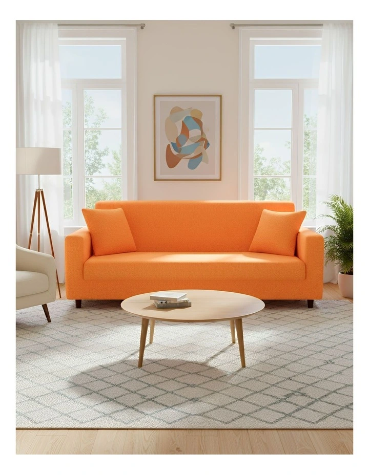 4 Seater Sofa Cover in Plain Orange image 2