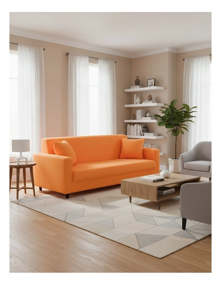 4 Seater Sofa Cover in Plain Orange image 3