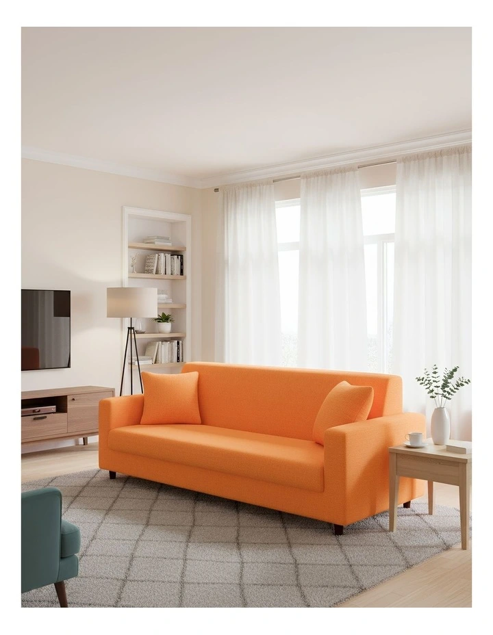 4 Seater Sofa Cover in Plain Orange image 4