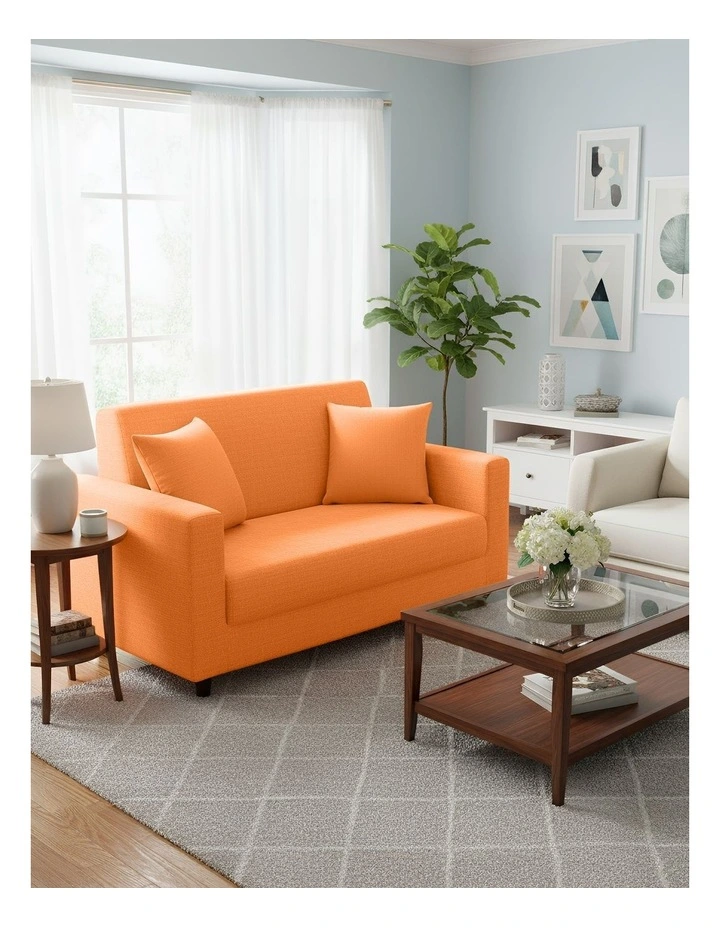2 Seater Sofa Cover in Plain Orange image 2