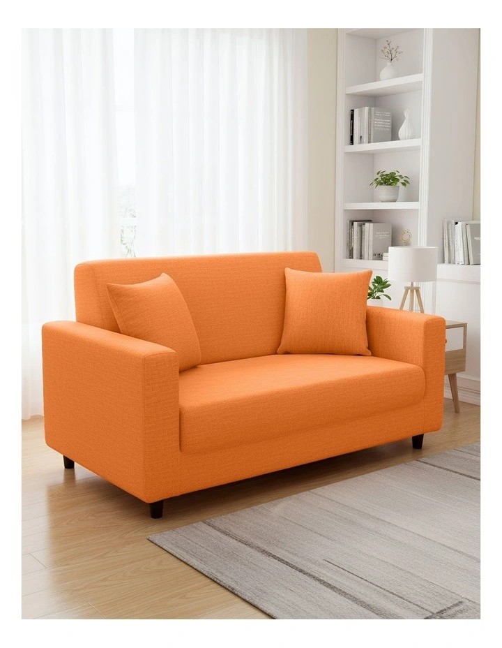 2 Seater Sofa Cover in Plain Orange image 3