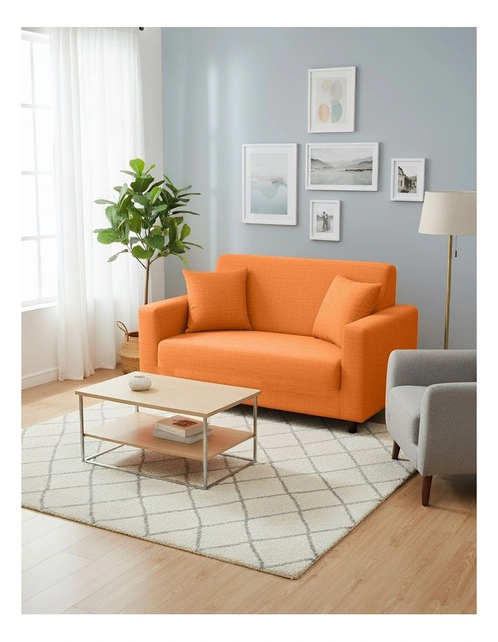 2 Seater Sofa Cover in Plain Orange image 4