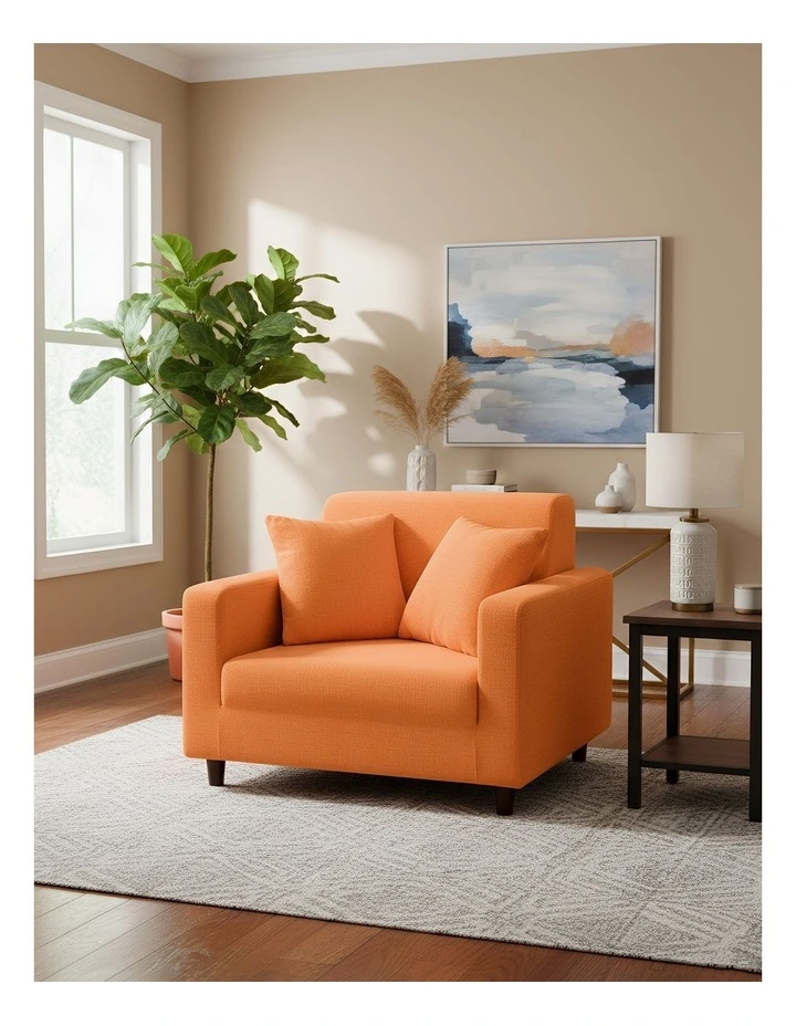 1 Seater Sofa Cover in Plain Orange image 2