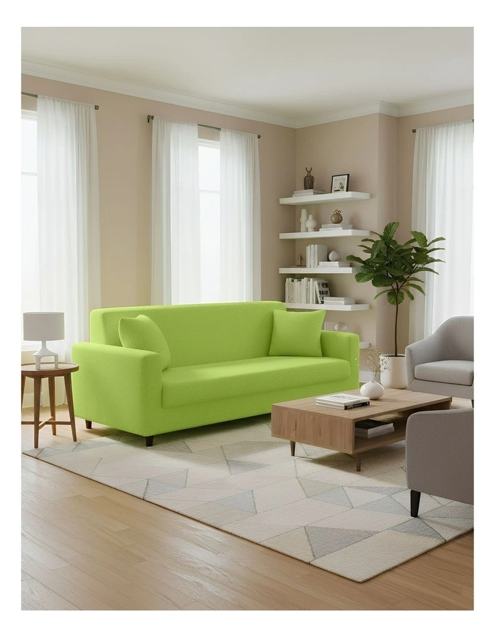 3 Seater Sofa Cover in Plain Apple Green image 3