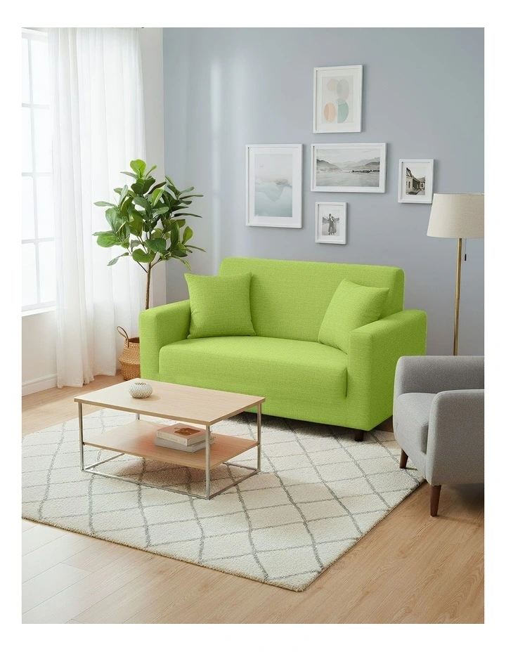 2 Seater Sofa Cover Plain in Apple Green image 3