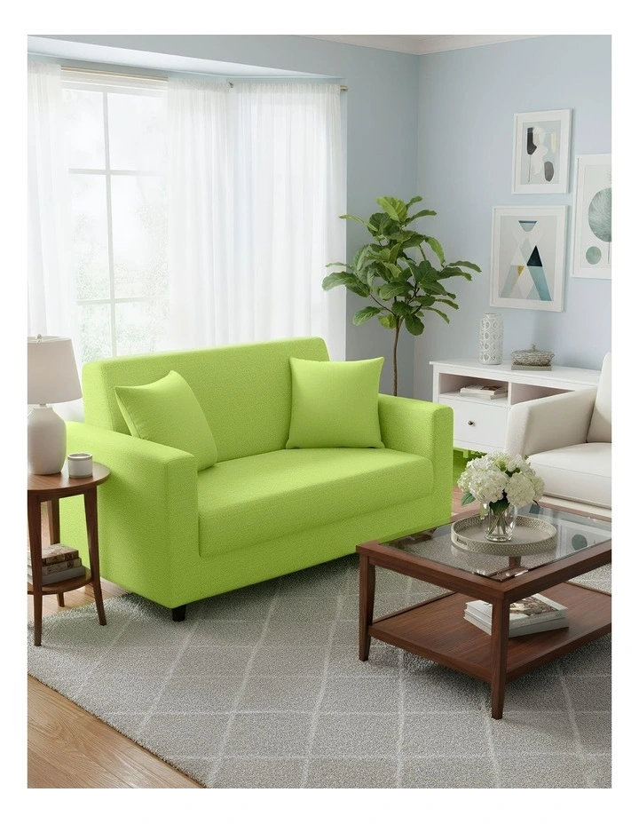 2 Seater Sofa Cover Plain in Apple Green image 4