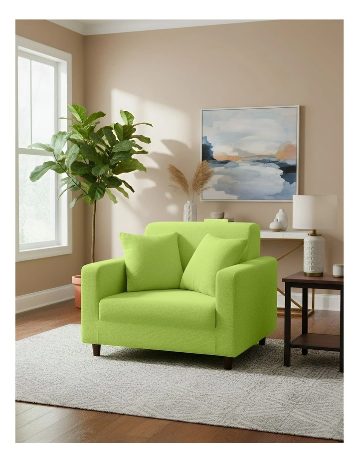 1 Seater Sofa Cover Plain in Apple Green image 2