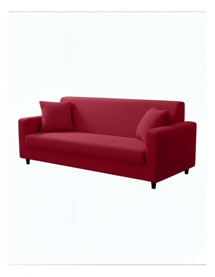 3 Seater Sofa Cover Plain in Rose Red image 1