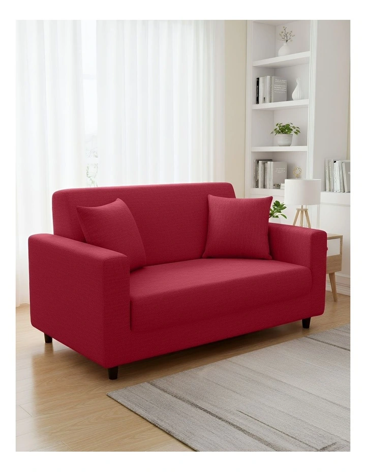2 Seater Sofa Cover Plain in Rose Red image 2
