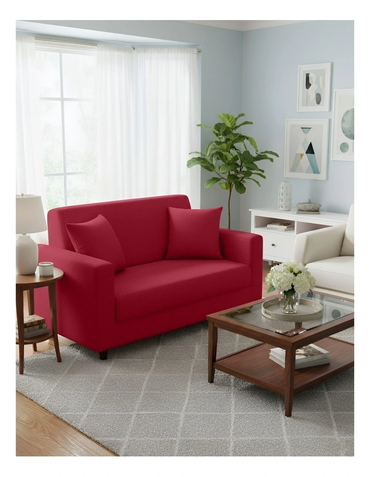 2 Seater Sofa Cover Plain in Rose Red image 4