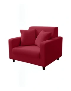1 Seater Sofa Cover Plain in Rose Red