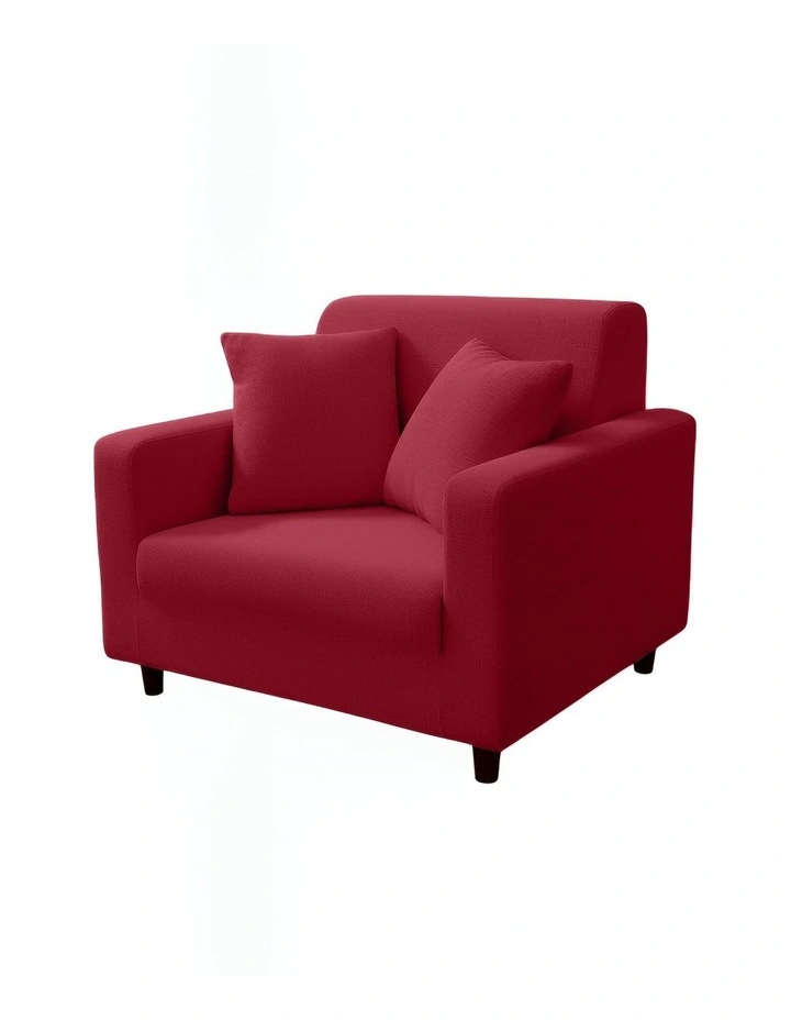 1 Seater Sofa Cover Plain in Rose Red image 1