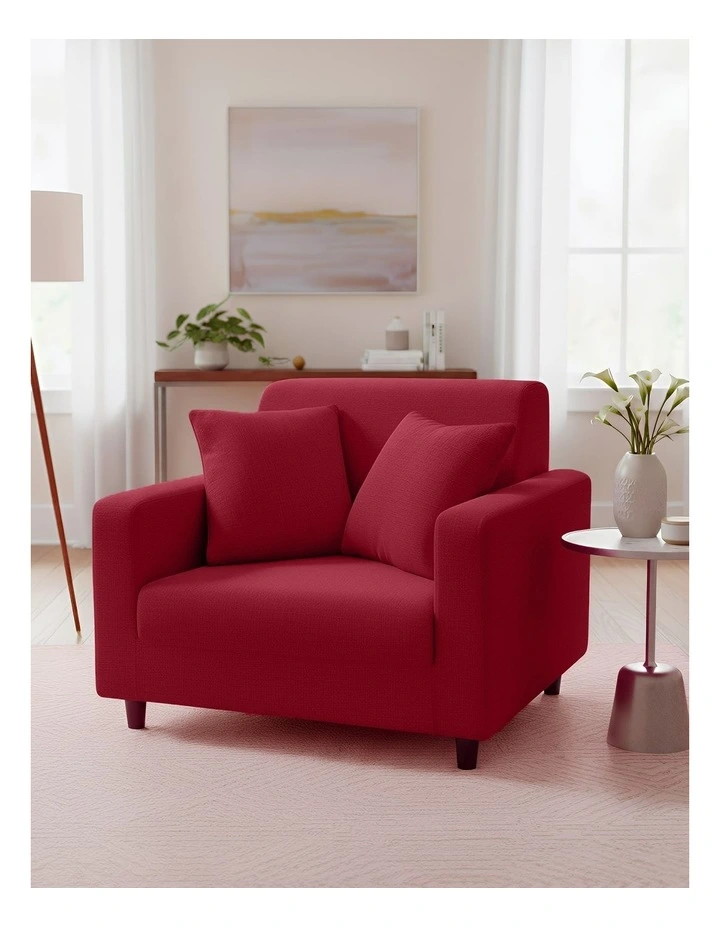 1 Seater Sofa Cover Plain in Rose Red image 2