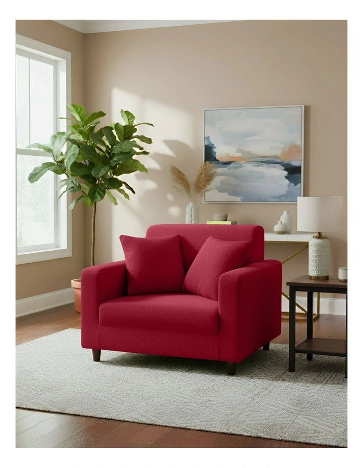 1 Seater Sofa Cover Plain in Rose Red image 3