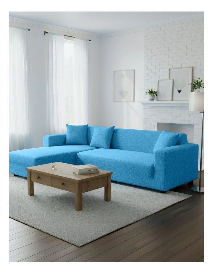 4 Seater Sofa Cover Plain in Blue image 3