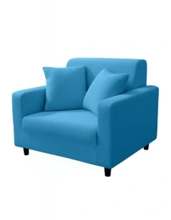 1 Seater Sofa Cover Plain in Blue