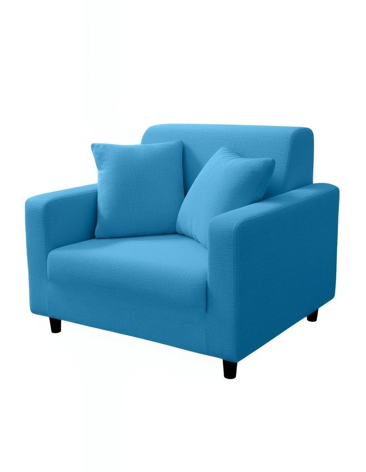 1 Seater Sofa Cover Plain in Blue image 1