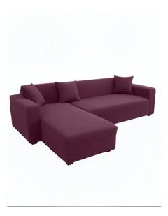 4 Seater Sofa Cover Plain Bean Paste in Red