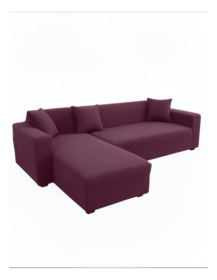 4 Seater Sofa Cover Plain Bean Paste in Red image 1