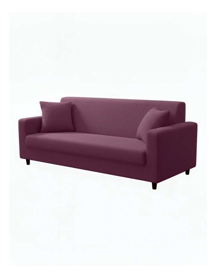 3 Seater Sofa Cover Plain Bean Paste in Red image 1