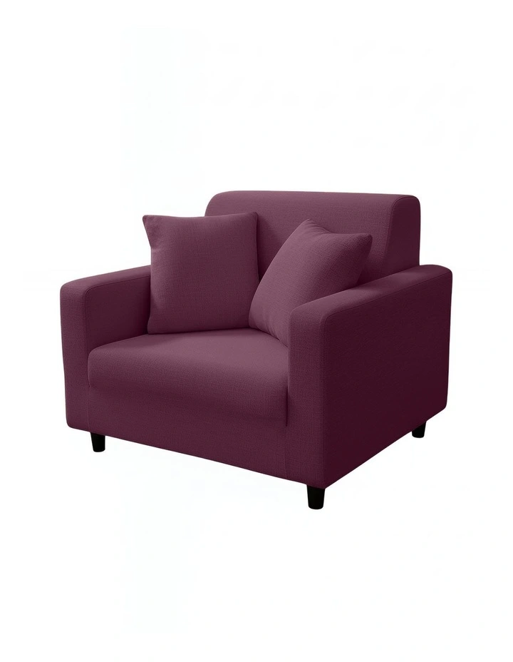 1 Seater Sofa Cover Plain Bean Paste in Red image 1