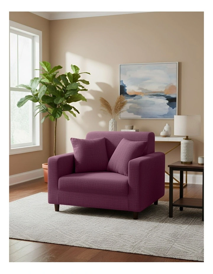 1 Seater Sofa Cover Plain Bean Paste in Red image 2