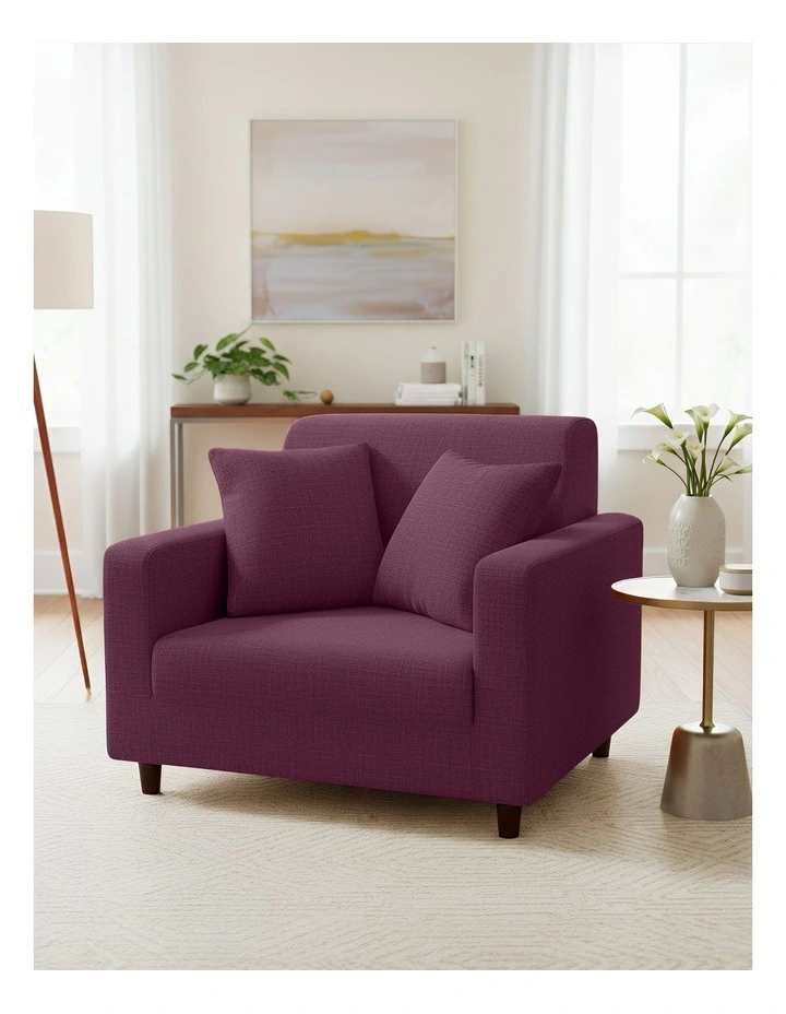 1 Seater Sofa Cover Plain Bean Paste in Red image 3
