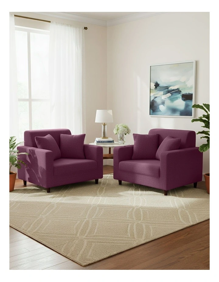1 Seater Sofa Cover Plain Bean Paste in Red image 4